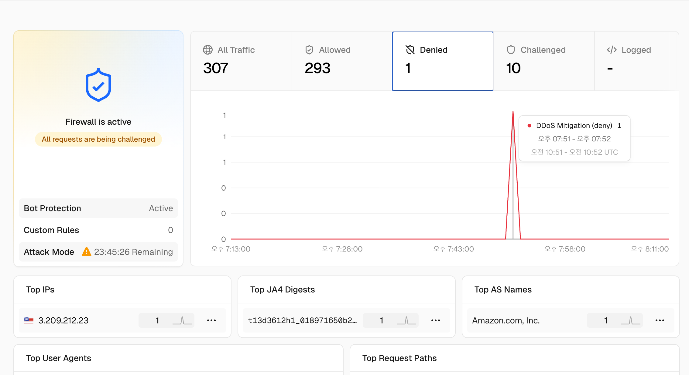 DDoS 공격 대시보드